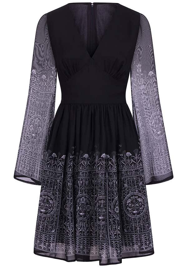Mysterious Black Secret Gate Chiffon Dress for a Dramatic Look
