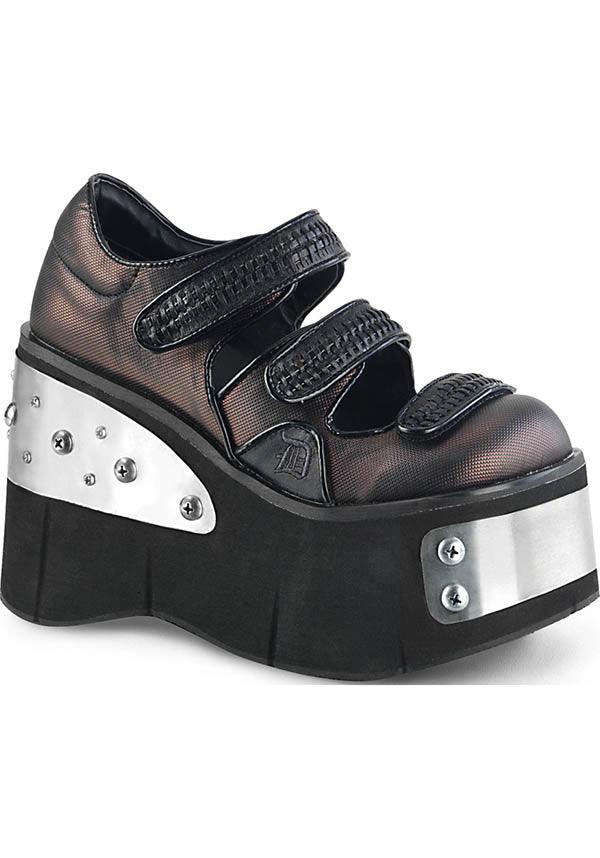 PREORDER: KERA-13 Black/Pewter Metal Plated Platform Shoes