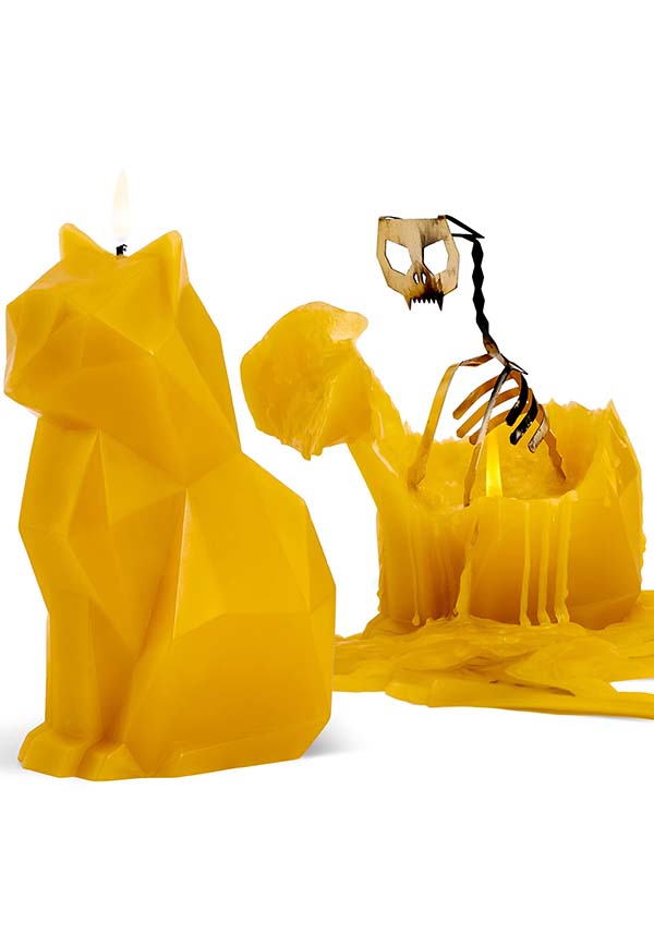 Kisa Cat-Shaped Candle in Mustard Yellow Color