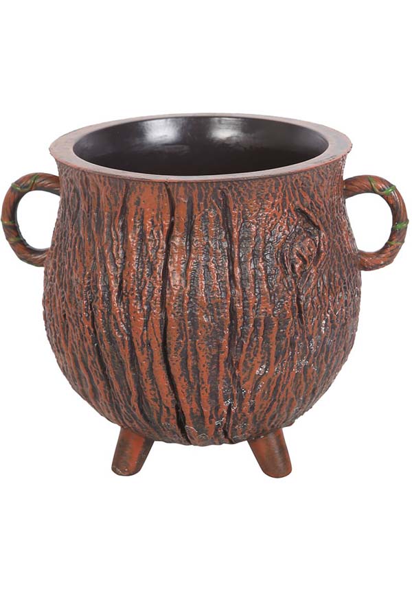Resin Pentagram Bark Effect Cauldron - Ideal Plant Pot for Magical Planting