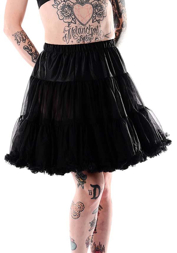 Black Adjustable Elastic High Waisted Petticoat for Versatile Wear