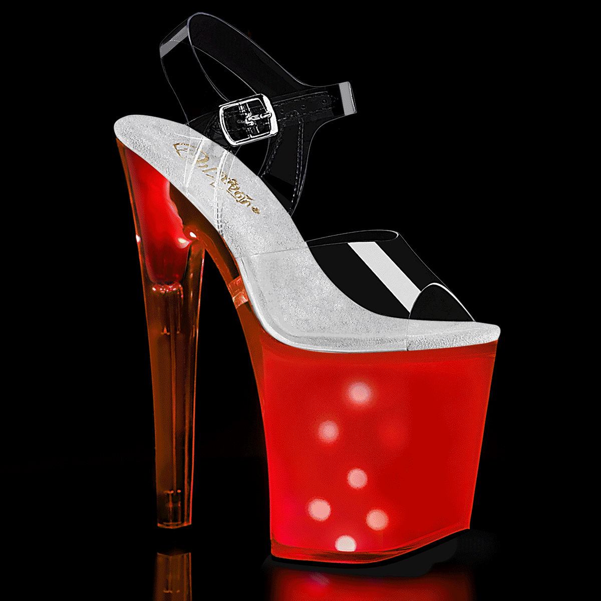 PRE-ORDER DISCOLITE-808 Platform Heels with Clear/White Glow Effect