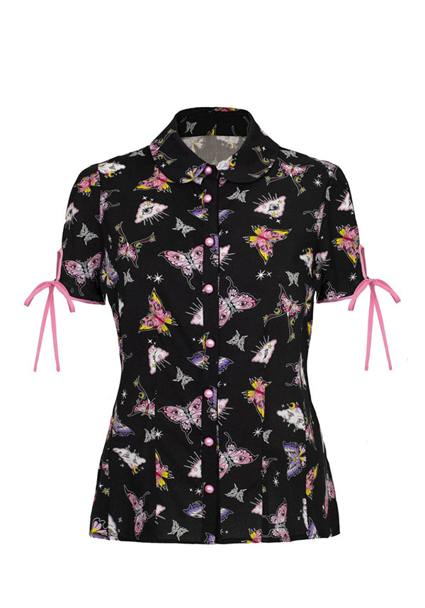 Hell Bunny Kocho Gothic Celestial Button-Up Women's Top