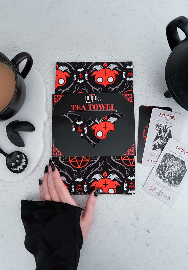 Baphomet Design Gothic Tea Towel for Kitchen Use