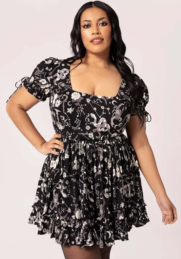 Hell Bunny Cosmic Star Sign Soft Viscose Mini Dress