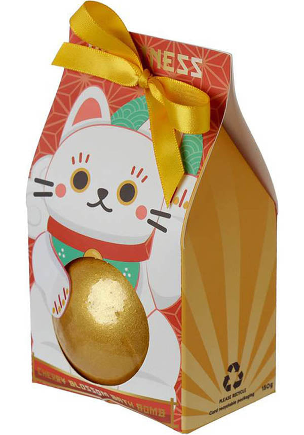 Maneki Neko Good Luck Gold Bath Bomb - Ideal for a Blissful Bath Experience