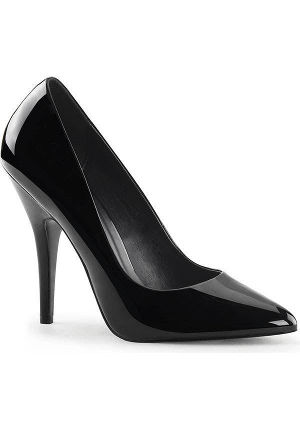 SEDUCE-420 Black Patent Pointed Toe Kitten Heels Pre-Order for Women