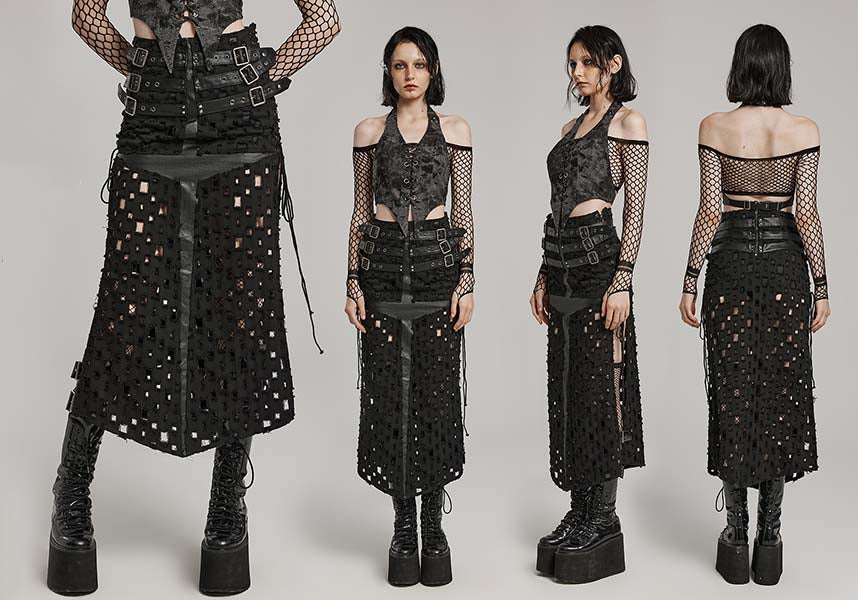 Punk Rave Mazikeen Buckle Design Women's Maxi Skirt