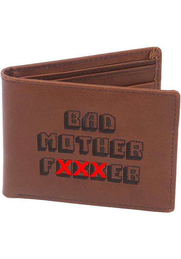 Brown Genuine Leather Pulp Fiction Themed Bad Mother F-er Wallet with Jules Winnfield License