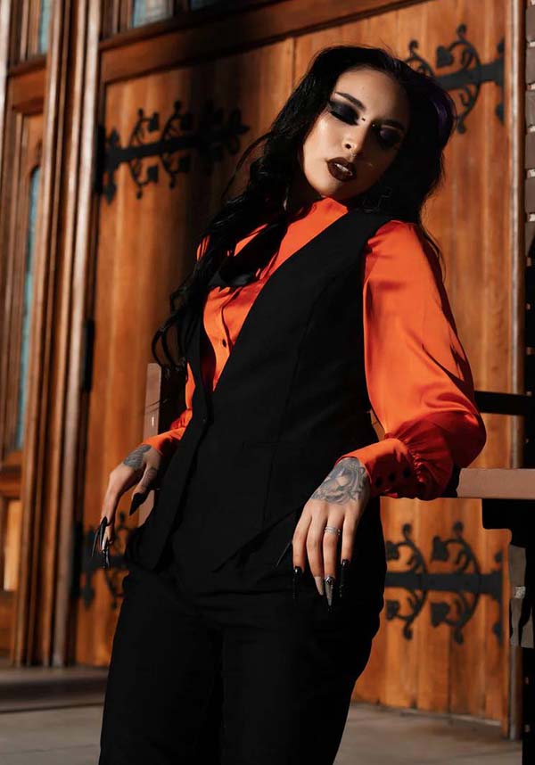 Lively Ghosts' Fashionable Jigsaw Black Vest for the Stylish