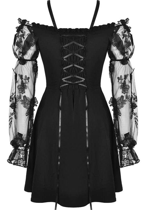 Gothic Lacey Off-Shoulder Dress with Corset Back