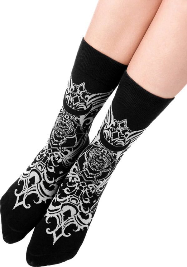Restyle Gothic Bat Baroque Jacquard Socks for Fashionable Feet