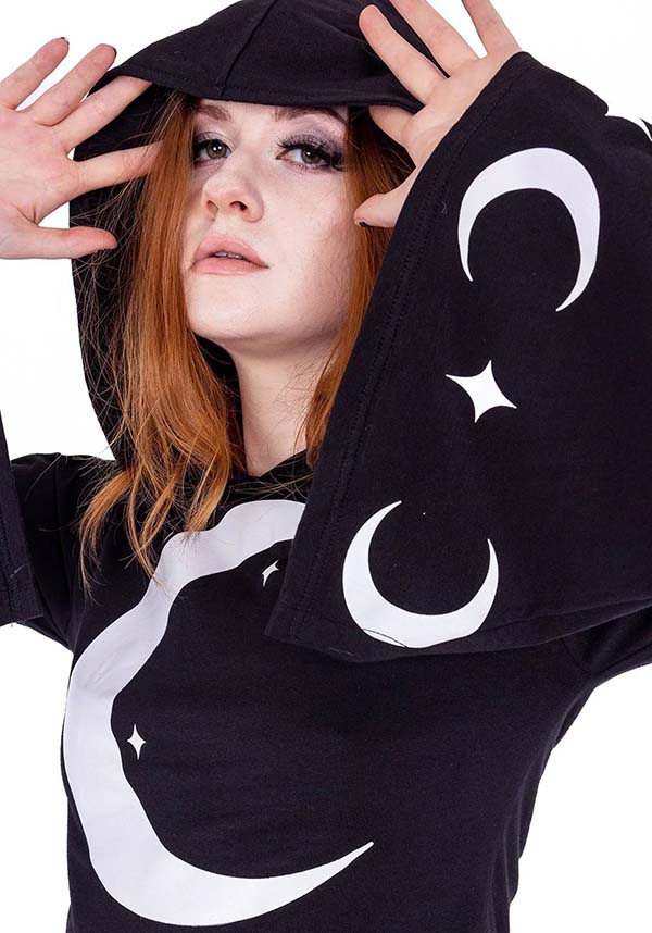 Selene Hooded Top by Poizen Industries - A Celestial Fashion Piece