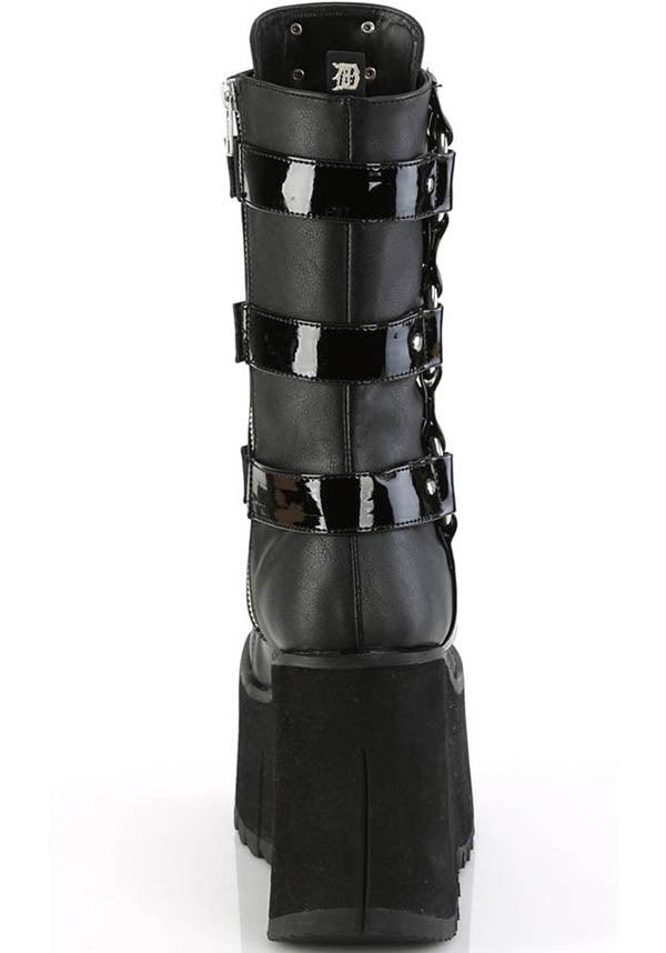 PREORDER: Demonia KERA-110 Black Platform Mid-Calf Lace-Up Boots