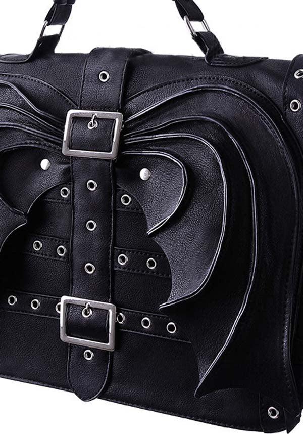 Gothic-Style Bat Wings Faux Leather Handbag