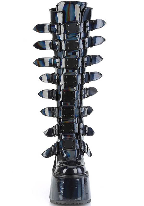 PREORDER: Black Holographic Patent SWING-815 Platform Knee-High Boots