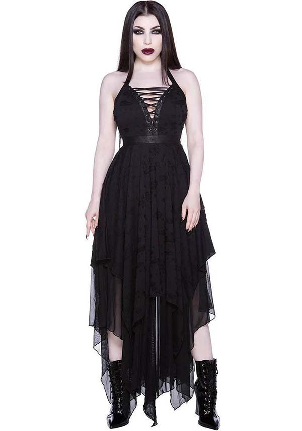 Badlands Super-Soft Halterneck Lace-Up Distressed Dress