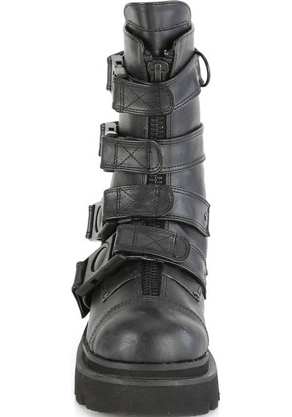 RENEGADE-55 Black Calf High Strappy Boots - Preorder Available