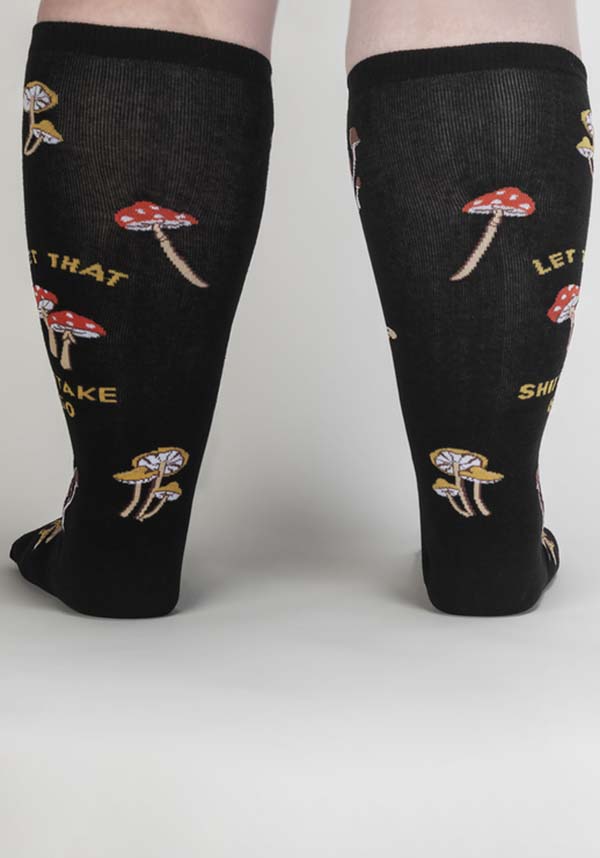 Let That Shiitake Go Themed Knee High Stretch Socks for Both Men and Women