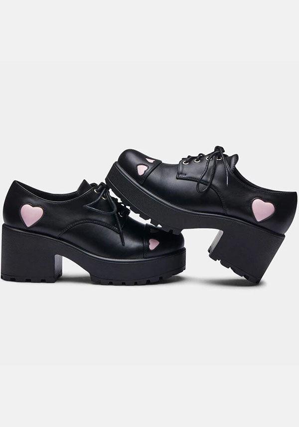 Tennin Heart Platform Shoes with Pink Heart Detailing