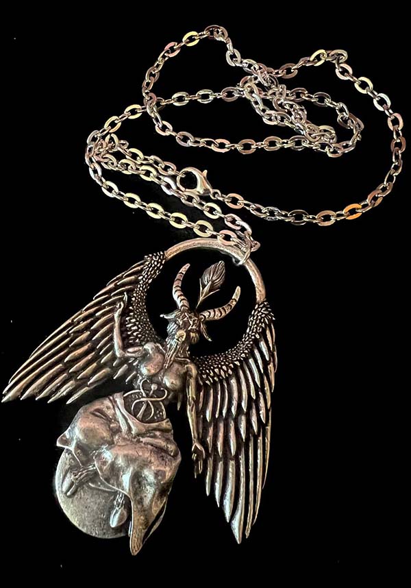 Exquisite Cast Alloy Baphomet Rising Necklace for Dark Elegance