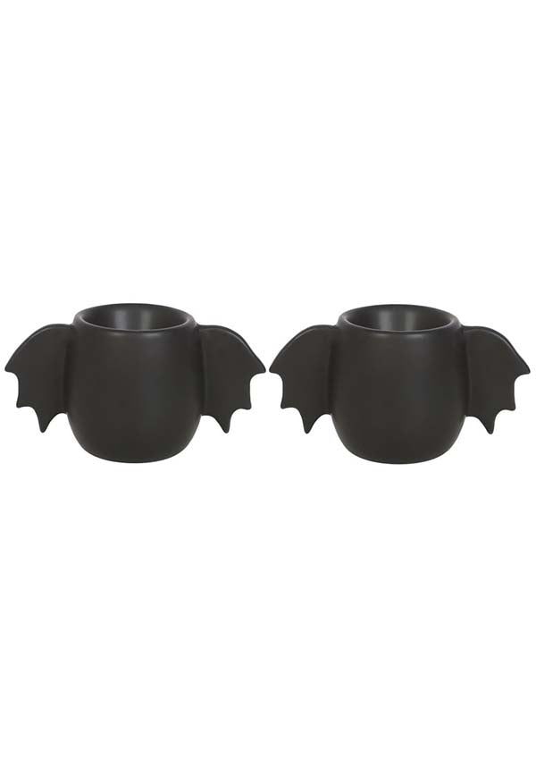 Gothic Bat Wing Patterned Ceramic Egg Cup Set for Breakfast
