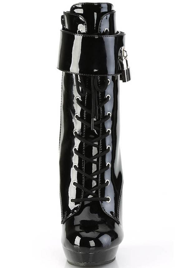 PREORDER - SULTRY-1023 Platform Boots in Stunning Black Patent Leather