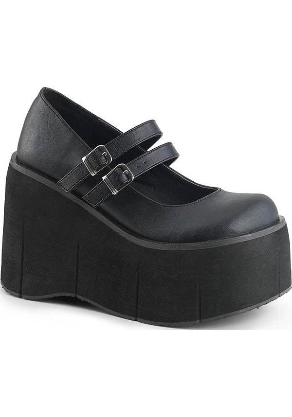 Demonia Platform Double Buckle Strap Black Mary Janes [PRE - ORDER]