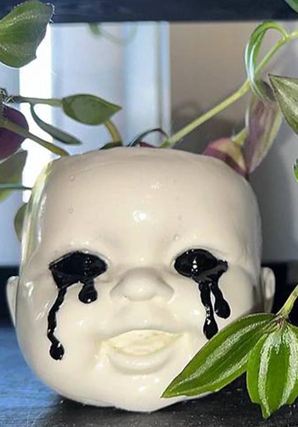 White Doll Head Planter for Home and Garden Decor