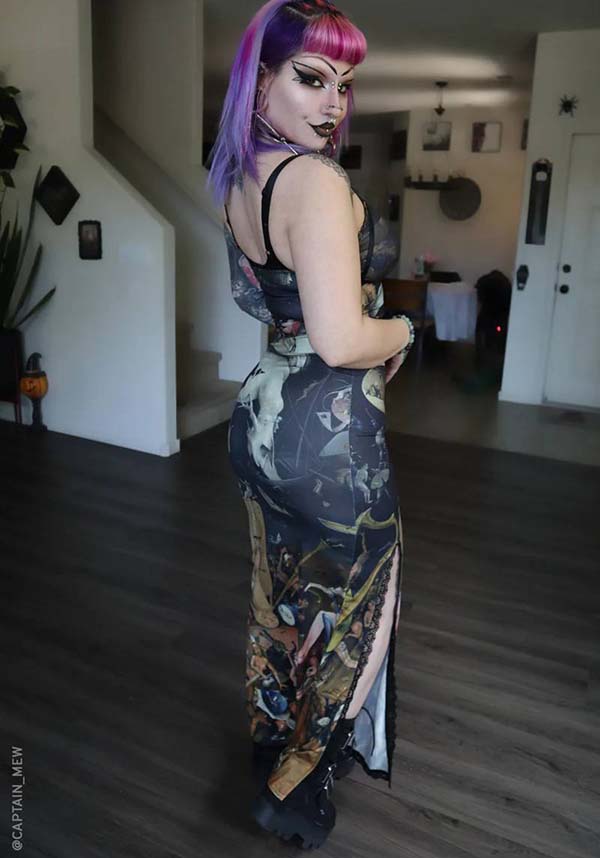 Earthly Delights Adjustable Straps MAXI Dress with Lace and Picot Trim