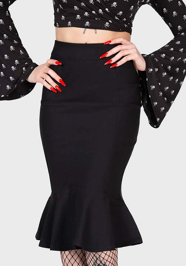 Royal Blast Women's Midi Skirt with Peplum Edge