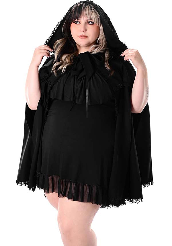 Foxblood Kiki Lace Trimmed Flowy Cape for All Seasons