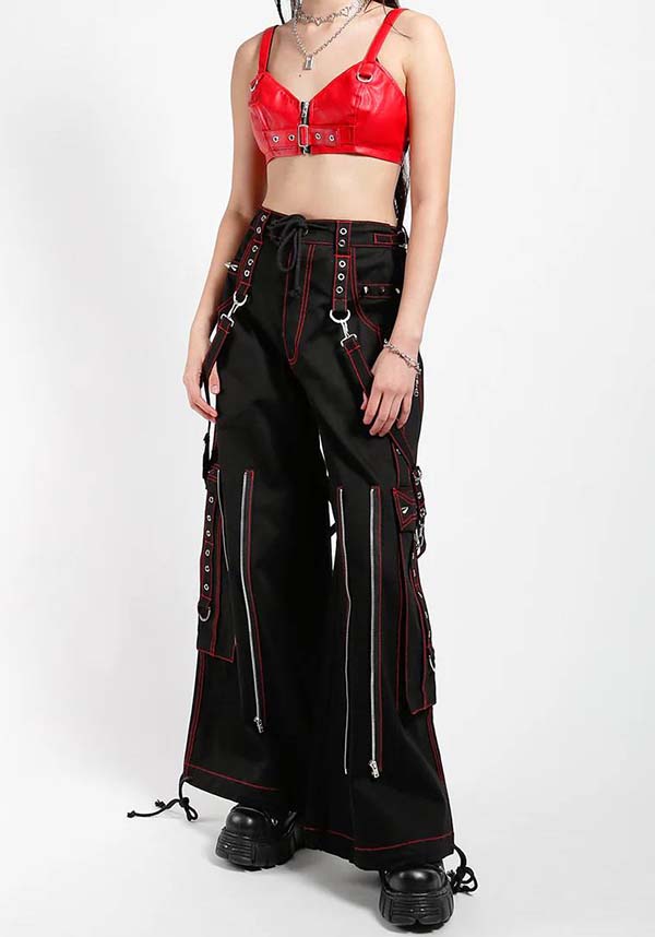 DarkStreet Authentic Back Up Skull Print Pants with Red Stitch in Black Color