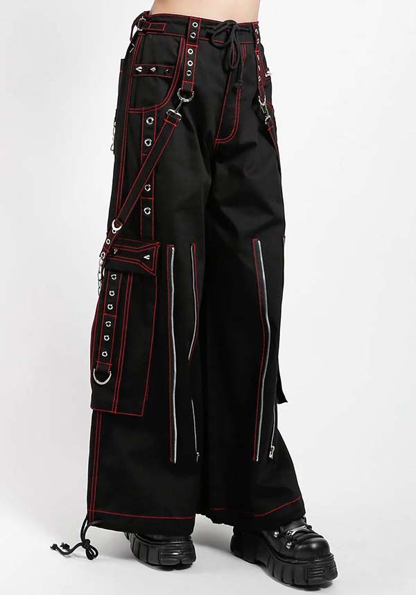 DarkStreet Authentic Back Up Skull Print Pants with Red Stitch in Black Color