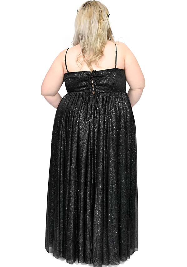 Glamorous Parisian-Inspired Sparkling Black Evening Gown