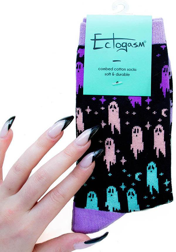 Colorful Rainbow Ghost Crew Socks for All