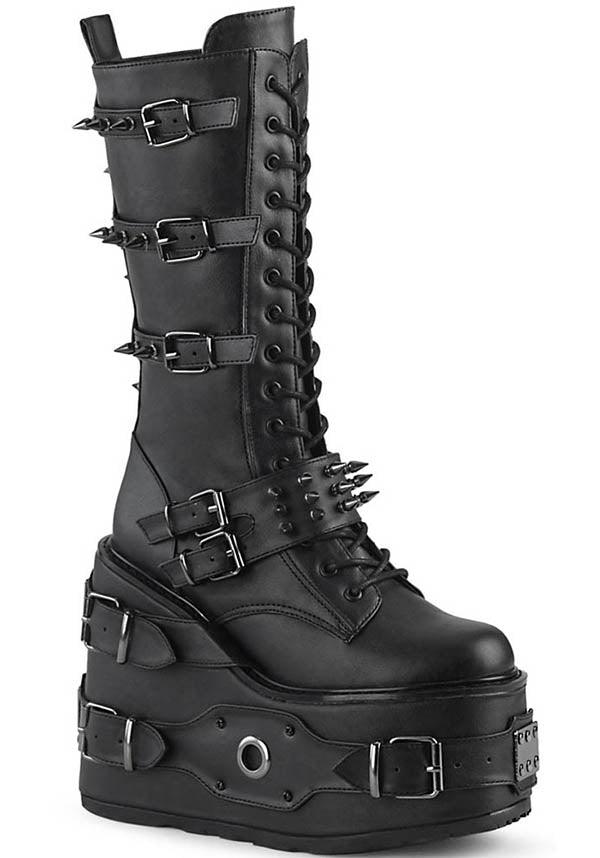 Black Demonia Swing-327 Platform Boots - Preorder Available