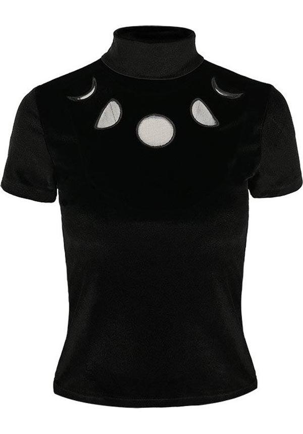 Gothic Moon Phases Design Black Women's Top