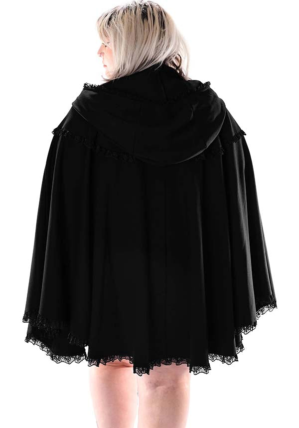 Foxblood Kiki Lace Trimmed Flowy Cape for All Seasons