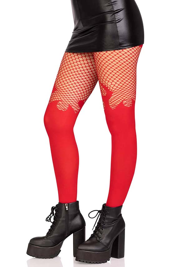 Leg Avenue Red Blaze Opaque Tights - Perfect for All Occasions