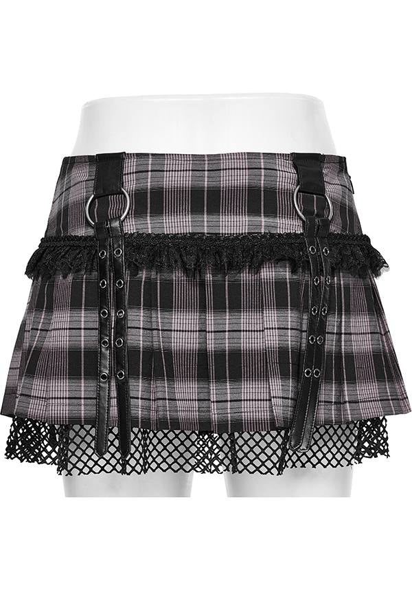 Quinn Baby Pink and Black Tartan Mini Skirt for Women - A Playful Fashion Statement