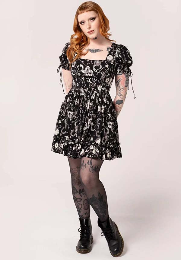 Hell Bunny Cosmic Star Sign Soft Viscose Mini Dress