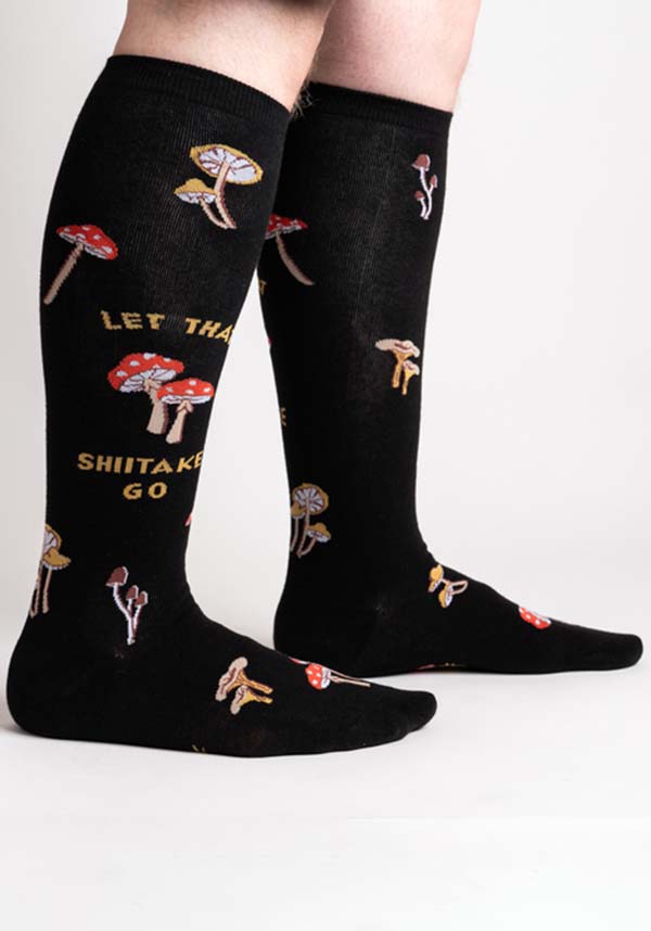 Let That Shiitake Go Themed Knee High Stretch Socks for Both Men and Women