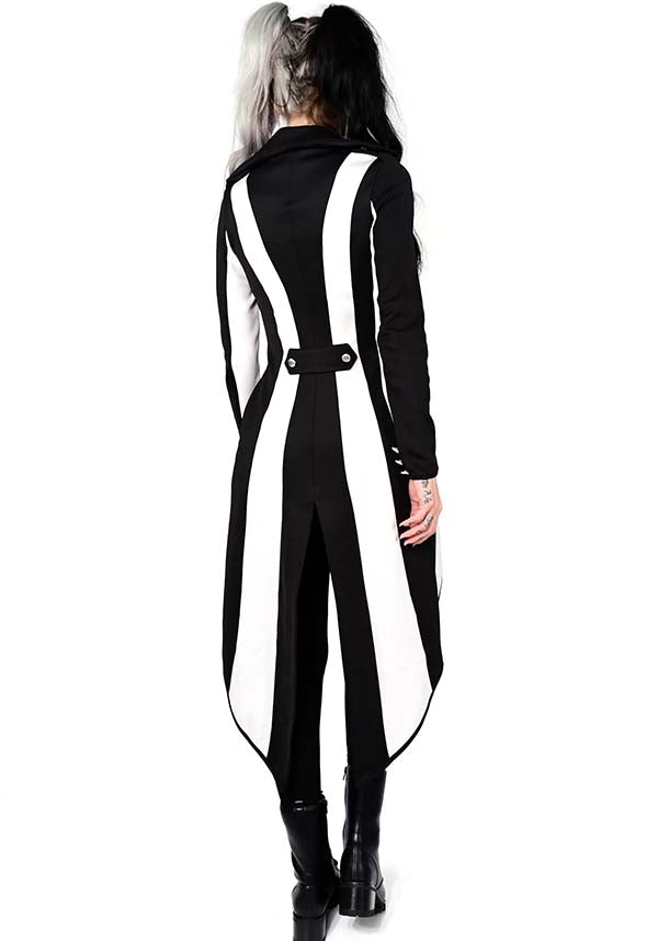 Foxblood Unisex Black and White Striped Stretch Neoprene Jacket