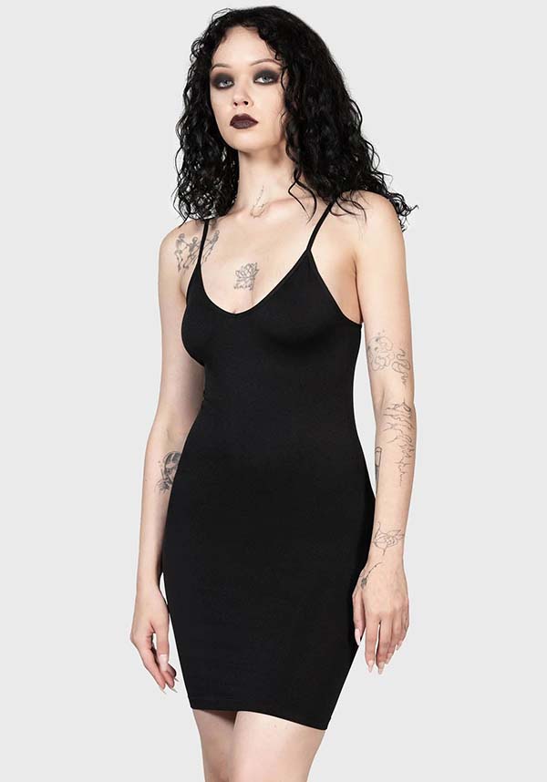 Sultrate Adjustable Straps V-Neck Stretch Slip Dress