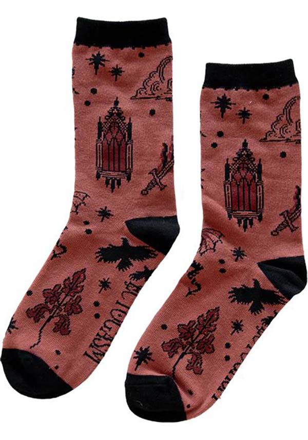 Medieval-Inspired Tattoo Flash Patterned Socks for Unisex Wear