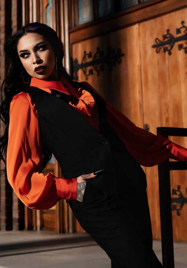 Lively Ghosts' Fashionable Jigsaw Black Vest for the Stylish