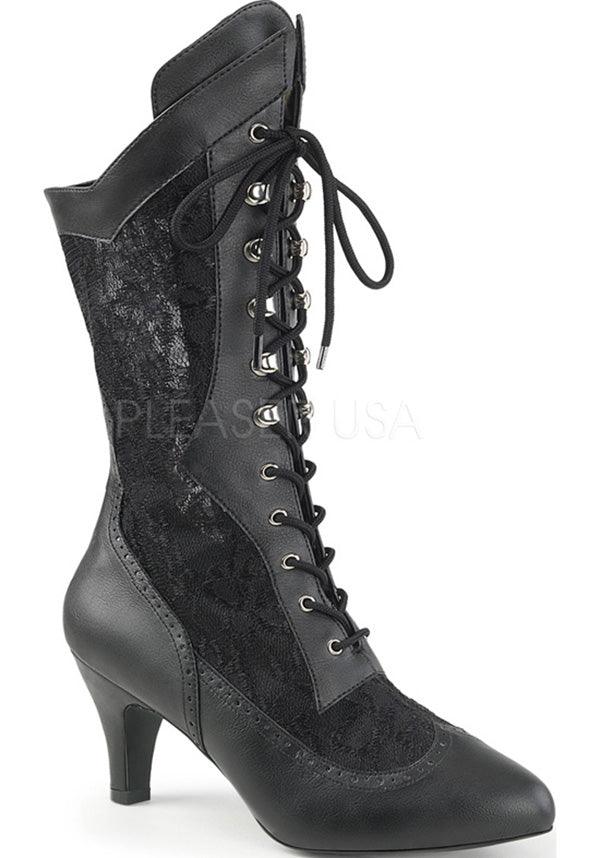 PREORDER DIVINE-1050 Women's Black Lace High Heel Calf Boots
