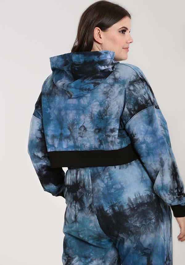 Navy Blue Tie - Dye Cropped Hell Bunny Hoodie for Relaxed Days