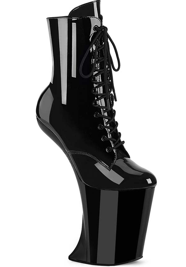 BEWITCHED-1020 Black Patent Platform Ankle Boots [Preorder Special Offer]